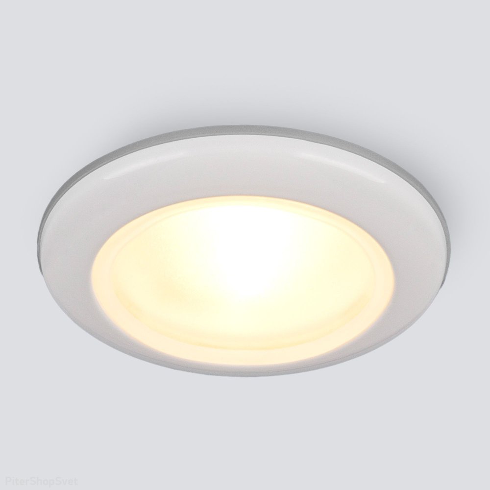 Белый круглый встраиваемый светильник с влагозащитой IP44 1080 MR16 WH белый