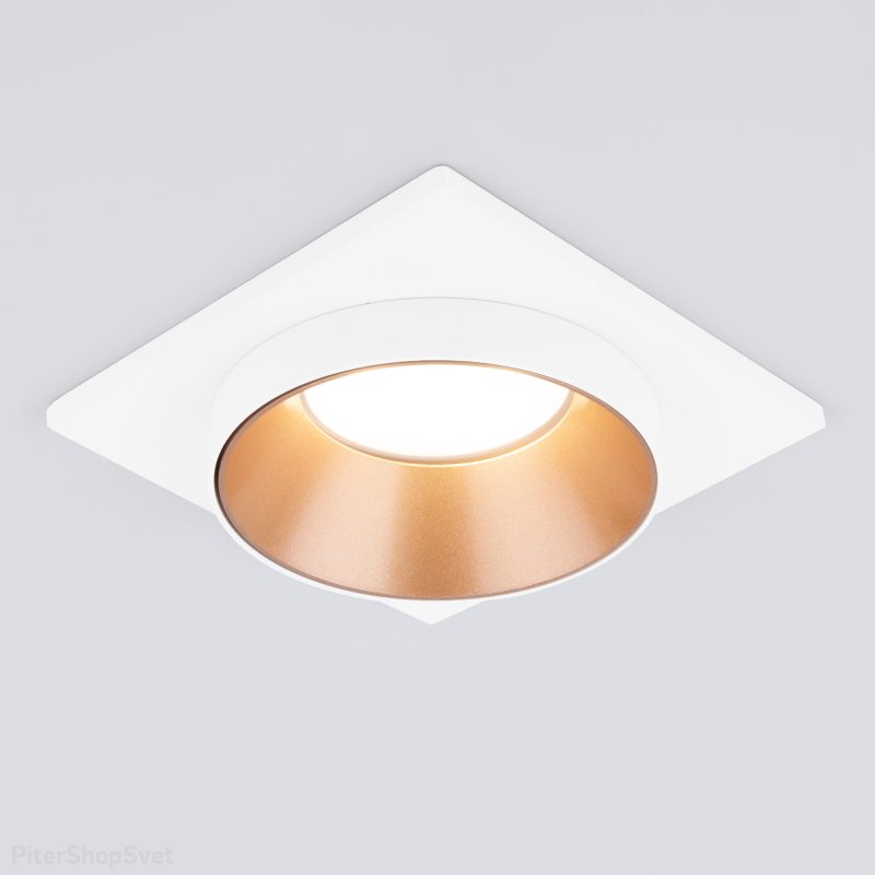 Квадратный бело-золотой встраиваемый светильник 116 MR16 золото/белый