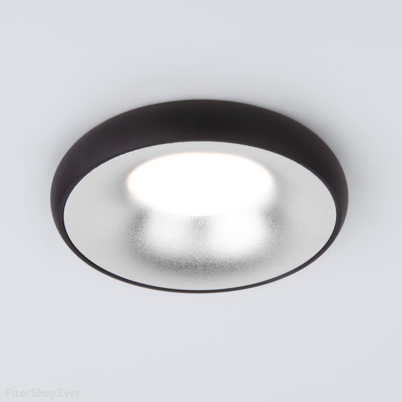 Чёрно-серебристый встраиваемый светильник 118 MR16 серебро/черный