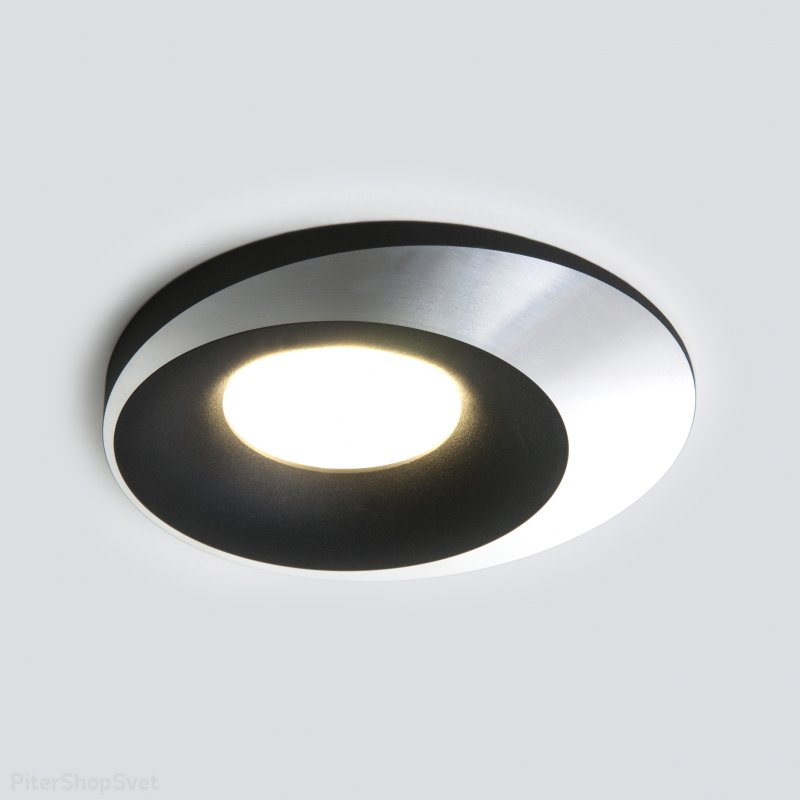 Чёрно-серебряный встраиваемый светильник 124 MR16 черный/серебро