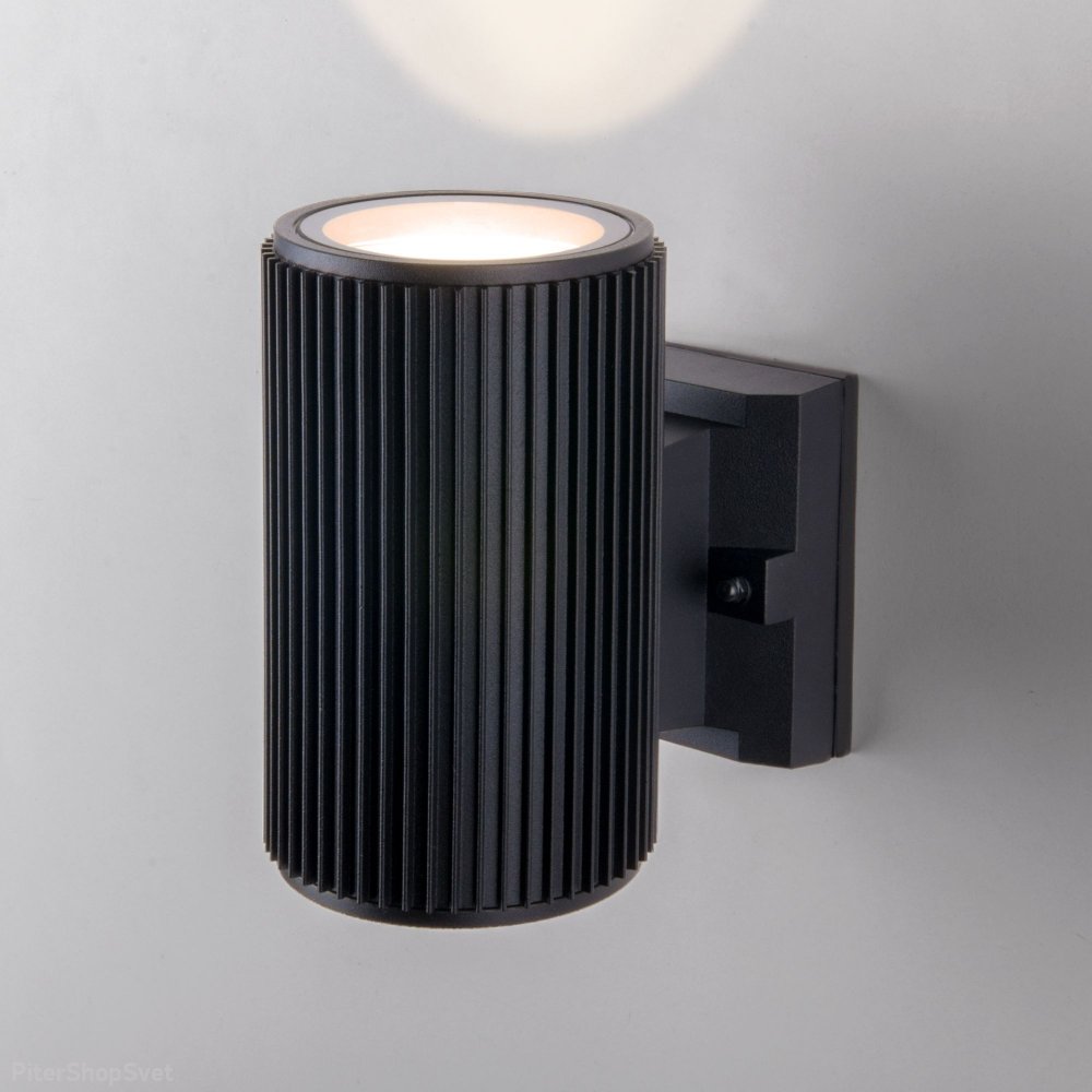 Чёрный уличный настенный светильник цилиндр подсветка в одну сторону 1404 TECHNO Strict черный