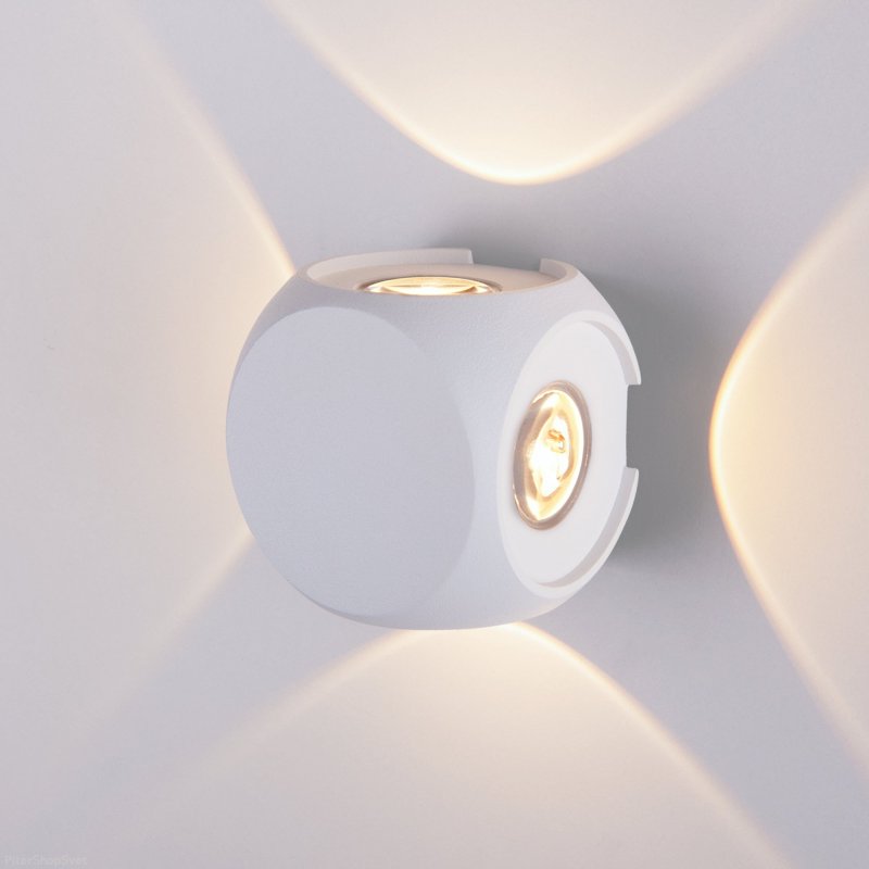 Уличный настенный светильник для подсветки 1504 TECHNO LED CUBE белый