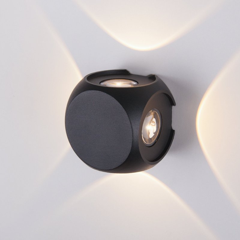 Уличный настенный светильник для подсветки 1504 TECHNO LED CUBE черный