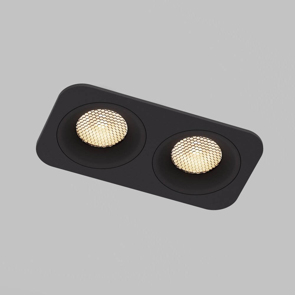 Двойной прямоугольный встраиваемый светильник IP44 20Вт 3000К «Tetro» 15277/LED 20W 3000K черный IP44