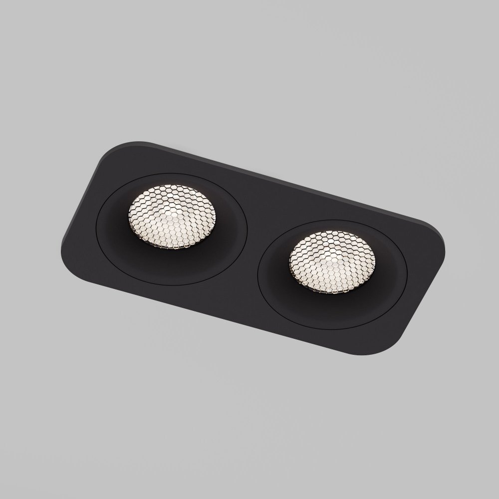 Двойной прямоугольный встраиваемый светильник IP44 20Вт 4000К «Tetro» 15277/LED 20W 4000K черный IP44