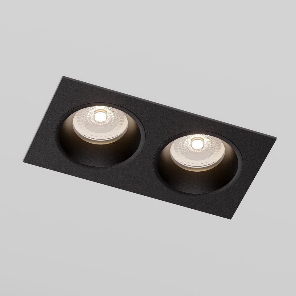 Двойной прямоугольный встраиваемый светильник «Andi» 15700/02 GU10 черный