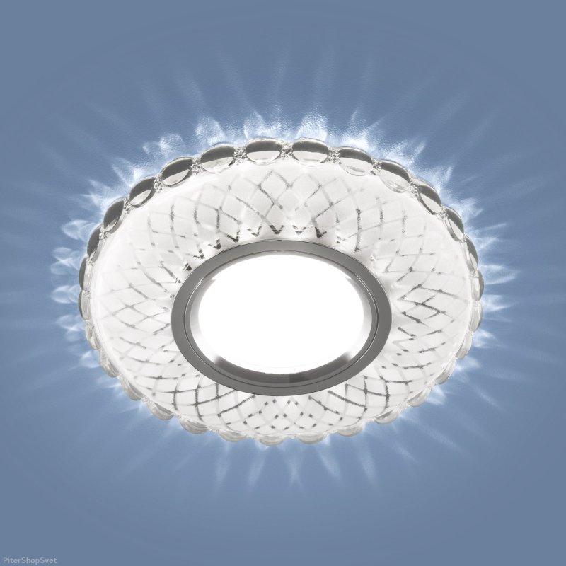 Встраиваемый светильник с белой LED подсветкой 2244 MR16 SL/WH зеркальный/белый