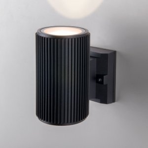 Чёрный уличный настенный светильник цилиндр подсветка в одну сторону