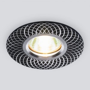 Чёрный круглый встраиваемый светильник с узором «Сolla»