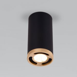 Накладной потолочный светильник цилиндр 9Вт 4200К чёрный/латунь