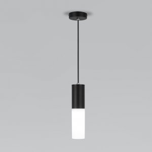 Чёрный уличный подвесной светильник цилиндр «Glas»