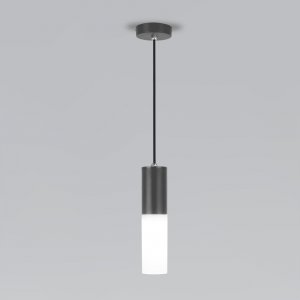 Серый уличный подвесной светильник цилиндр «Glas»