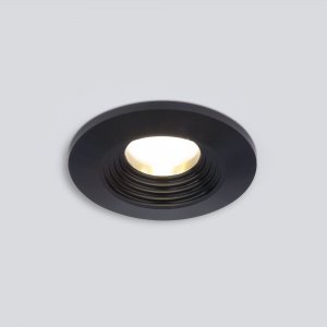 Чёрный круглый встраиваемый светильник 3Вт 6000К