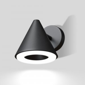 Чёрный уличный настенный светильник конус 12Вт 4000К