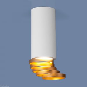Белый накладной светильник с золотыми поворачивающимися кольцами