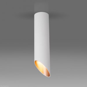 Накладной потолочный светильник срезанный цилиндр белый/золото