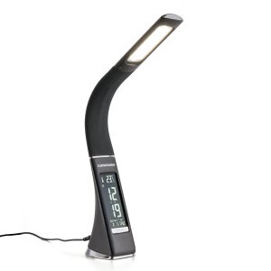 Светодиодная настольная лампа с часами, календарём и термометром Elara черный (TL90220)