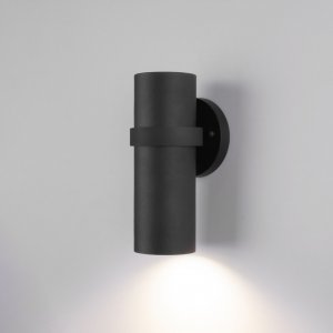 Чёрный уличный настенный светильник для подсветки стены
