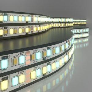 5м Лента светодиодная 24В 16 Вт/м IP20, MIX теплый белый 3300K/холодный белый 6500K
