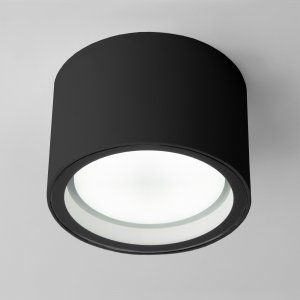 Чёрный уличный накладной потолочный светильник цилиндр