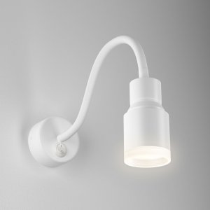 Белый гибкий настенный светильник с выключателем