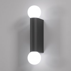Чёрный влагозащищённый настенный светильник с плафонами шар IP54 «Lily»