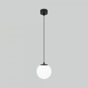Чёрный уличный подвесной светильник с белым шаром Ø145мм