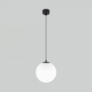 Чёрный уличный подвесной светильник с белым шаром Ø195мм