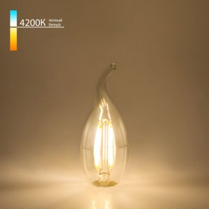 Филаментная светодиодная лампа свеча на ветру 9Вт 4200K E14