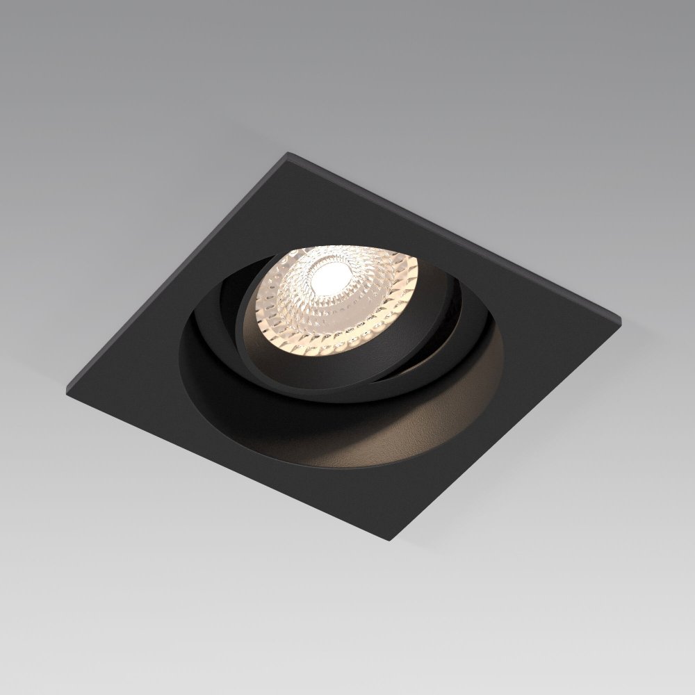 Чёрный квадратный встраиваемый поворотный светильник «Tune» 25015/01 чёрный