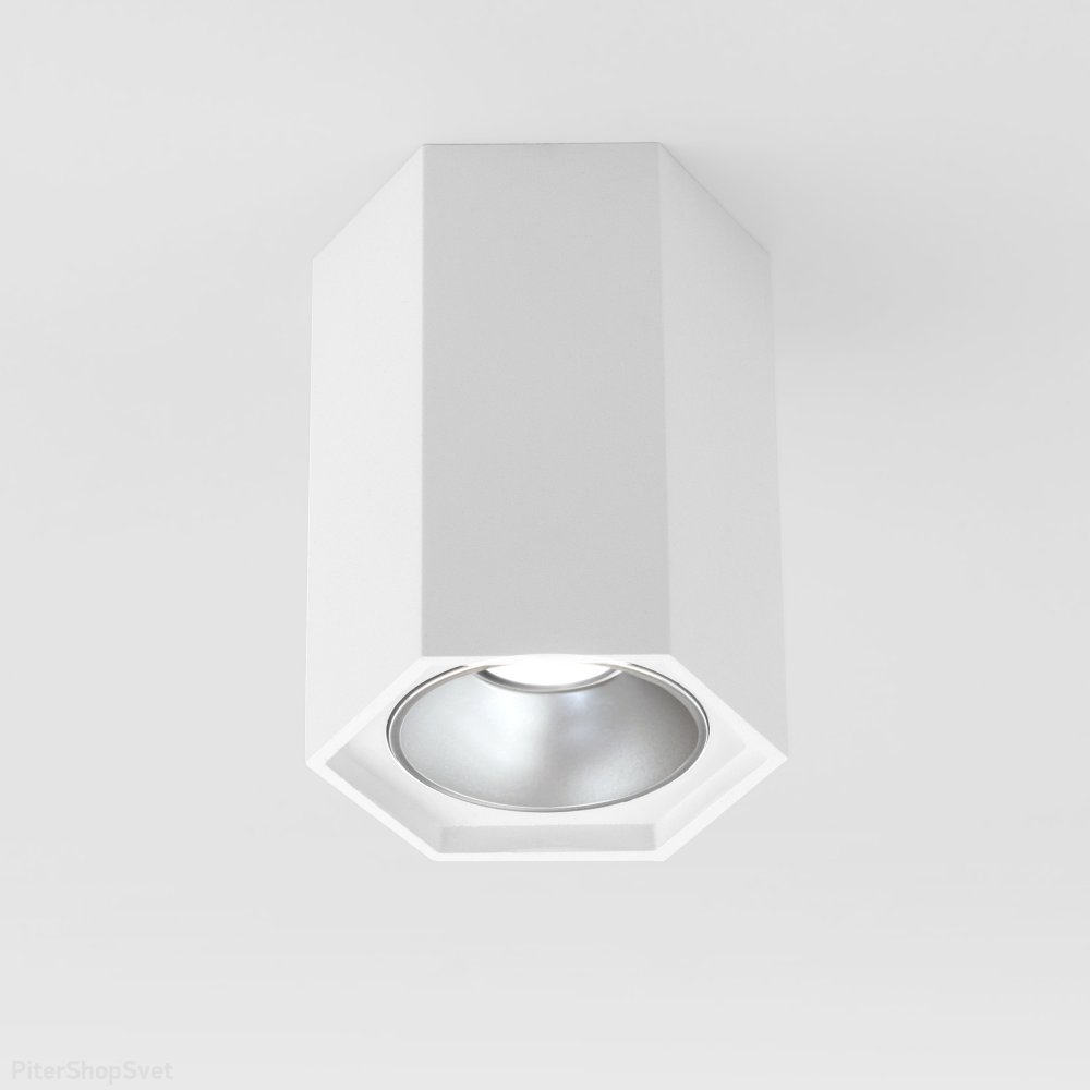 Бело-серебристый накладной светильник шестиугольник 7Вт 4200К 25036/LED 7W 4200K белый матовый/серебро