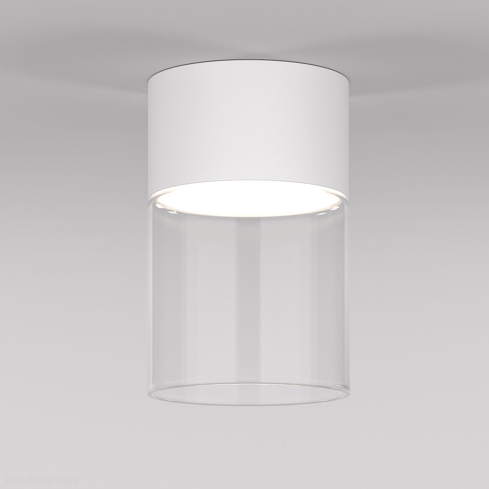 Стеклянный накладной потолочный светильник цилиндр «LUMEN» 25047/LED 10W 4000К белый/прозрачный