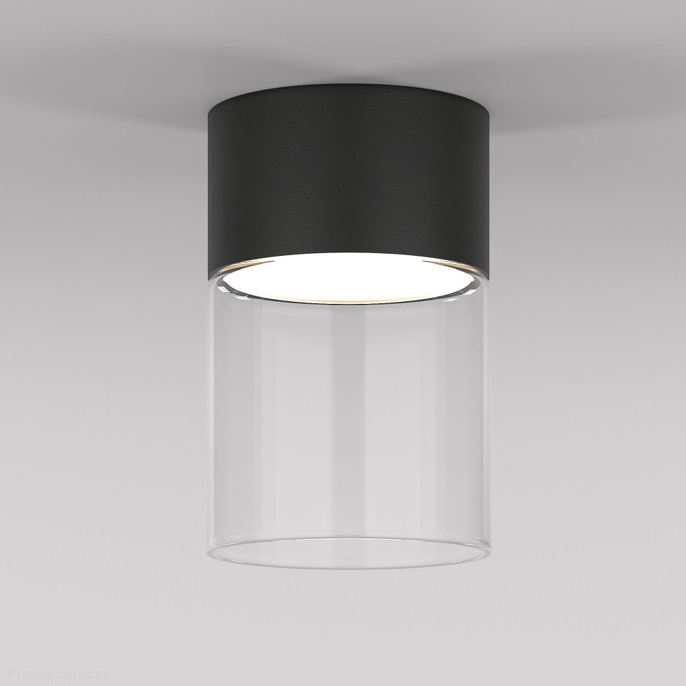 Накладной потолочный светильник цилиндр «LUMEN» 25047/LED 10W 4000К черный/прозрачный