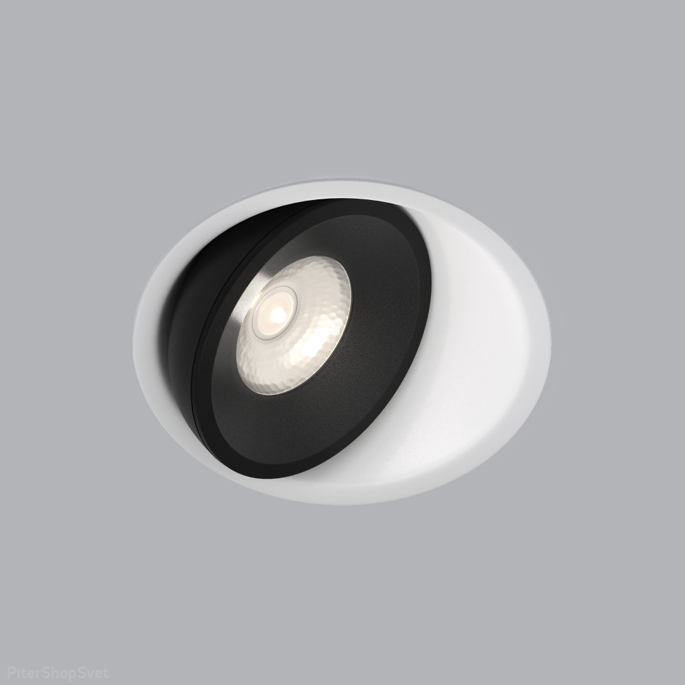 Бело-чёрный встраиваемый круглый поворотный светильник 6Вт 4200К 25083/LED