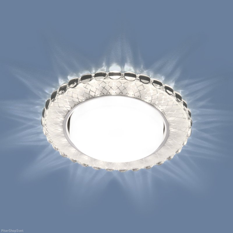 Встраиваемый светильник с LED подсветкой 3034 GX53 SL/WH зеркальный/белый