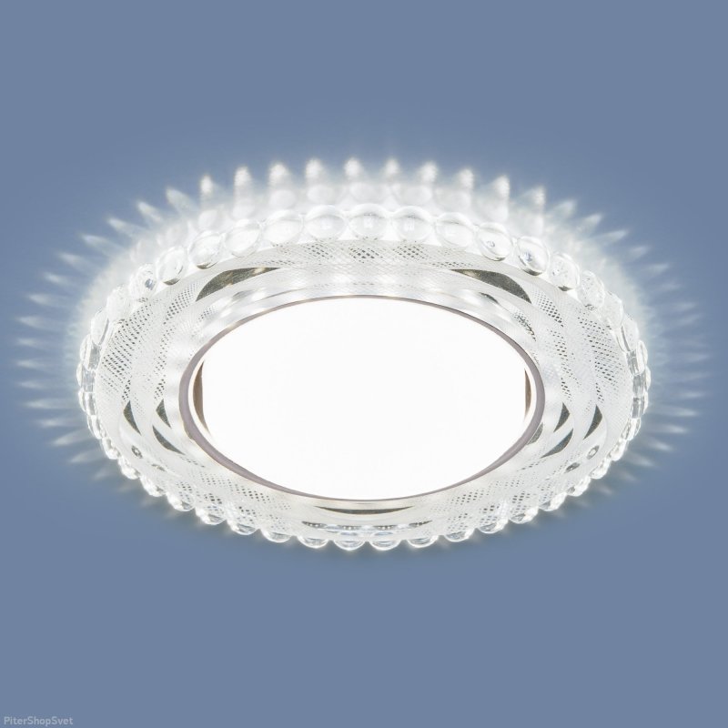 Встраиваемый светильник с белой LED подсветкой 3036 GX53 SL/WH зеркальный/белый