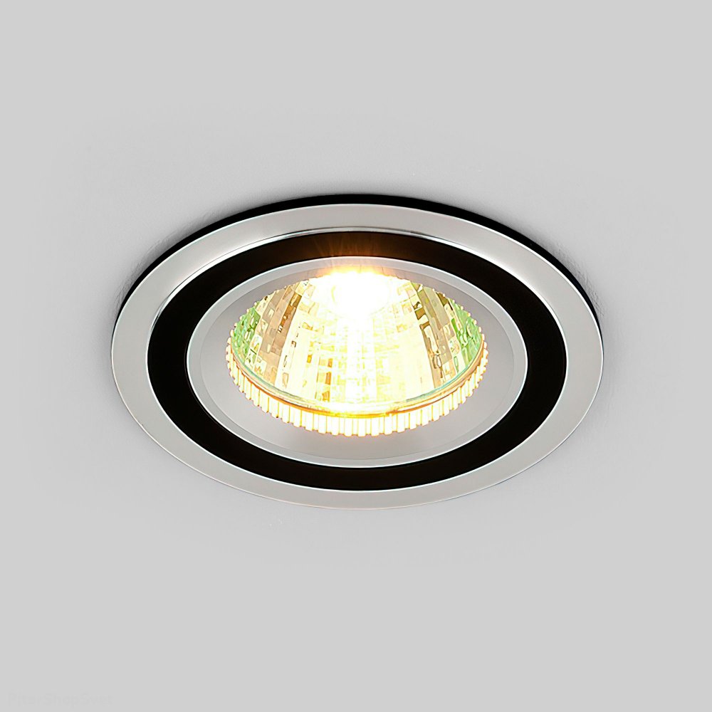 круглый встраиваемый светильник 5305 MR16 CH/BK хром/черный