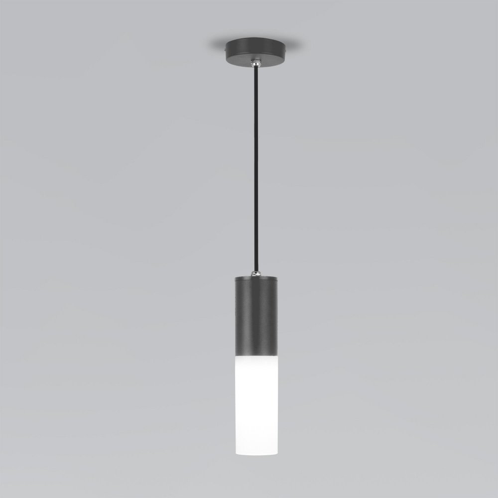 Серый уличный подвесной светильник цилиндр «Glas» 5602 TECHNO