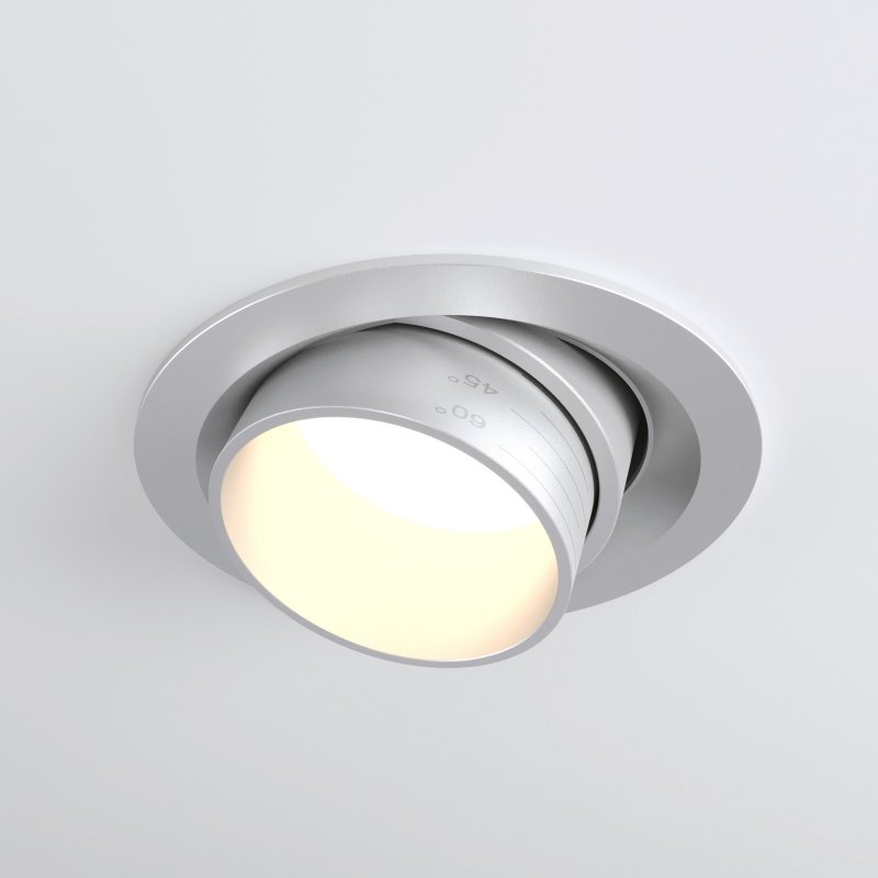 Встраиваемый светодиодный светильник с регулировкой угла освещения 9919 LED 10W 4200K серебро