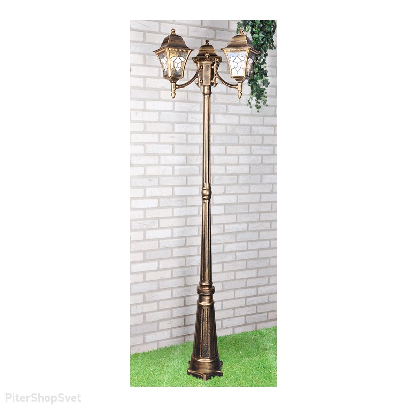 Фонарный столб IP44 Altair F/3 черное золото