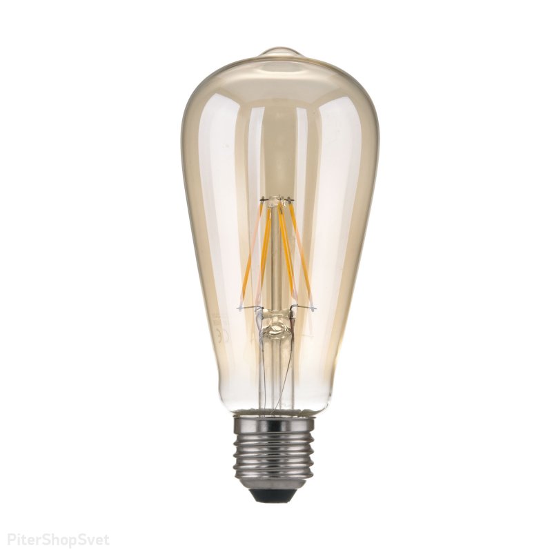 Филаментная светодиодная лампа E27 ST64 6Вт 3300K Classic FD 6W 3300K E27 (ST64 тонированный) (BLE2707)