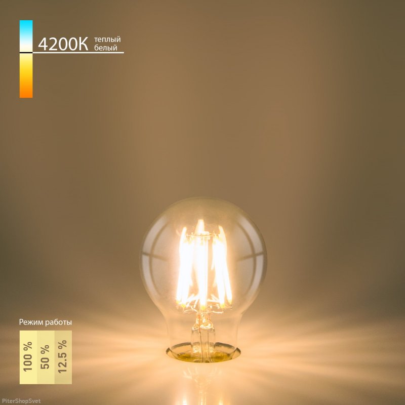Филаментная лампа 9W 4200K E27 (A60 прозрачный) 3 шага диммирования Dimmable