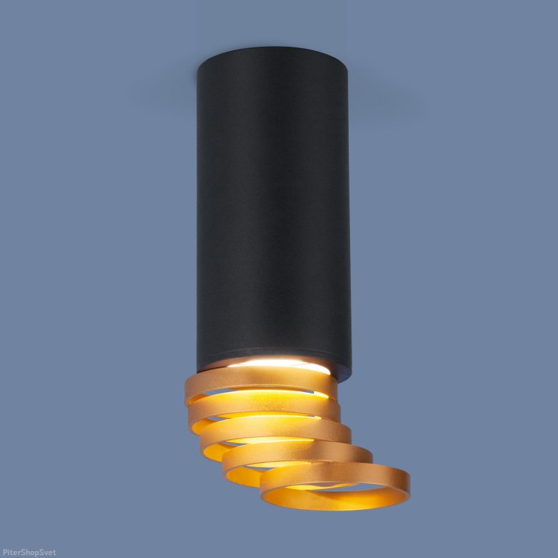 Накладной потолочный светильник с поворотными кольцами DLN102 GU10 черный/золото