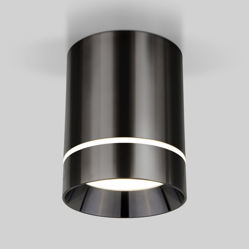 Накладной потолочный светильник цилиндр цвета чёрный жемчуг 9Вт 4200К DLR021 9W 4200K Черный жемчуг