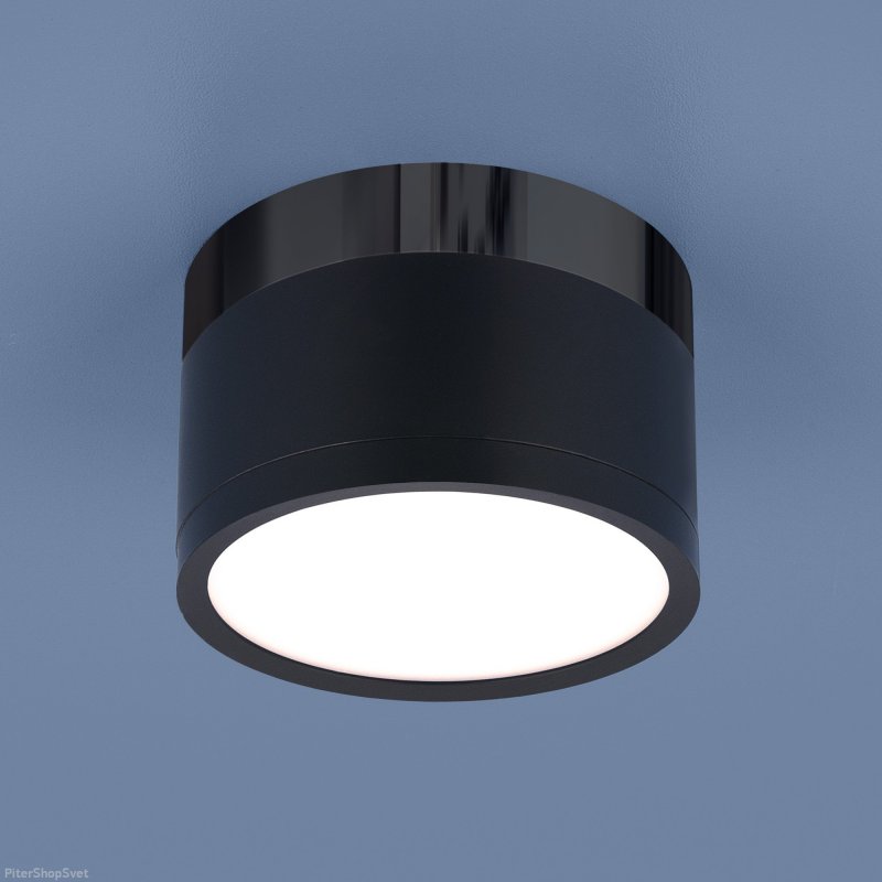 Накладной потолочный светильник DLR029 10W 4200K черный матовый/черный хром