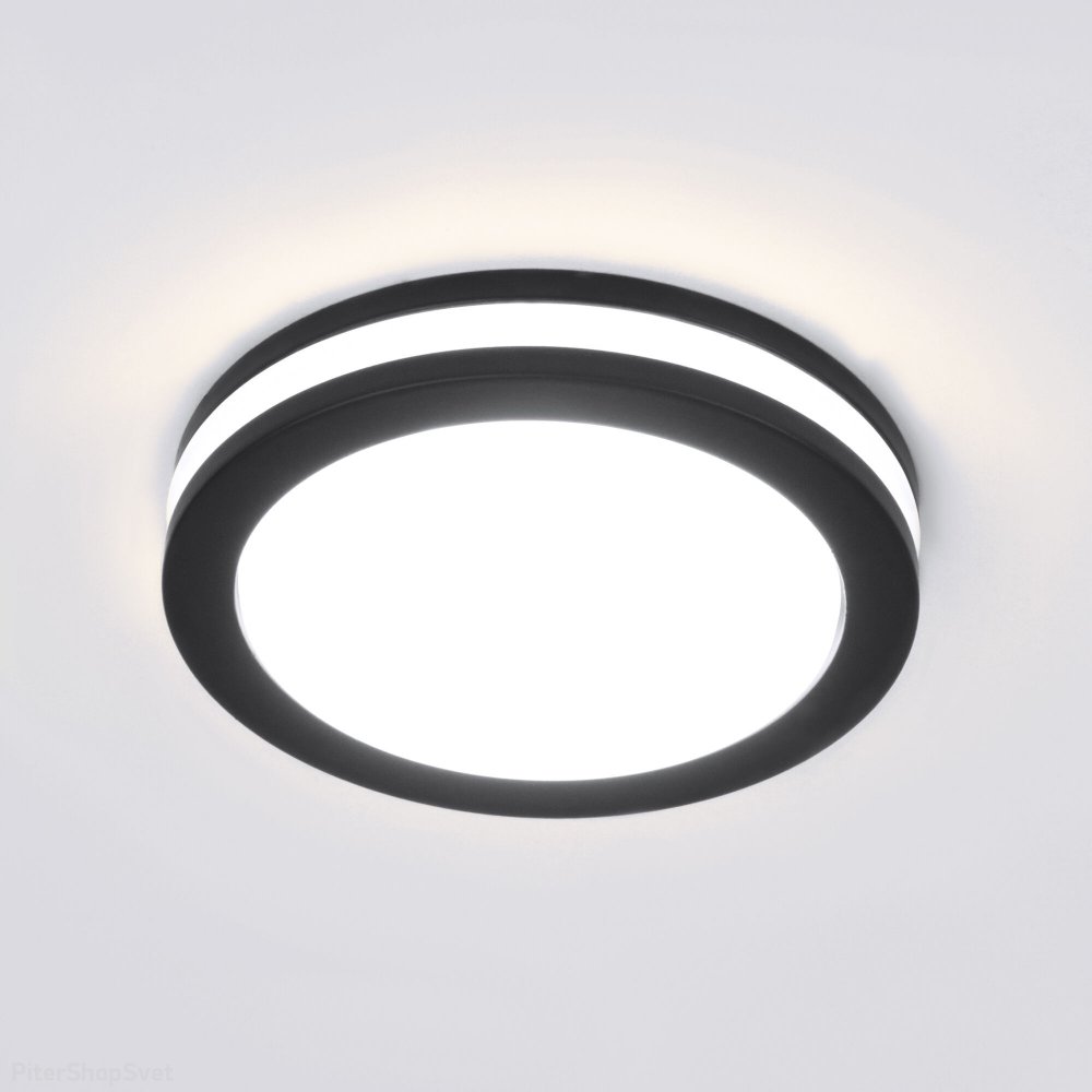 круглый встраиваемый светильник с LED подсветкой «ASTER» DSKR80 5W 3300K чёрный