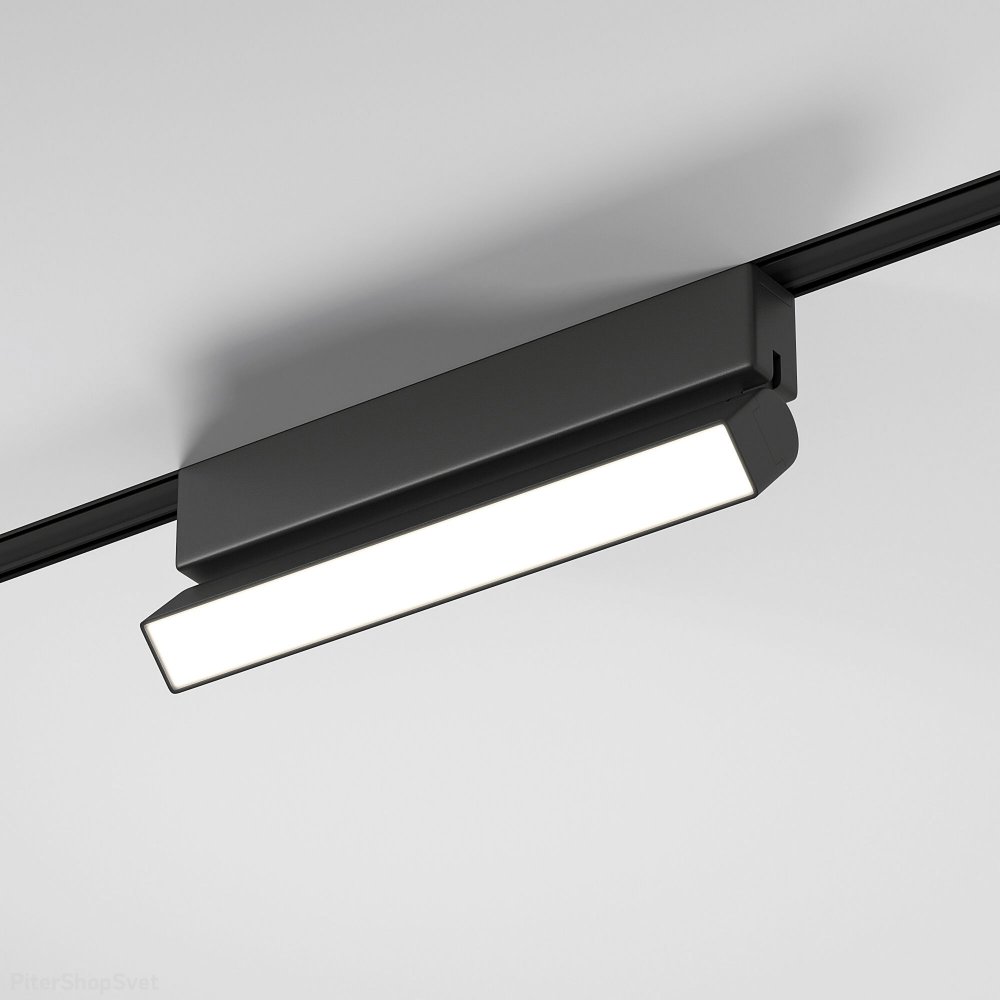 Чёрный линейный трековый светильник для тонкого шинопровода 10Вт 4000К «Flat Magnetic» Unity 85093/01