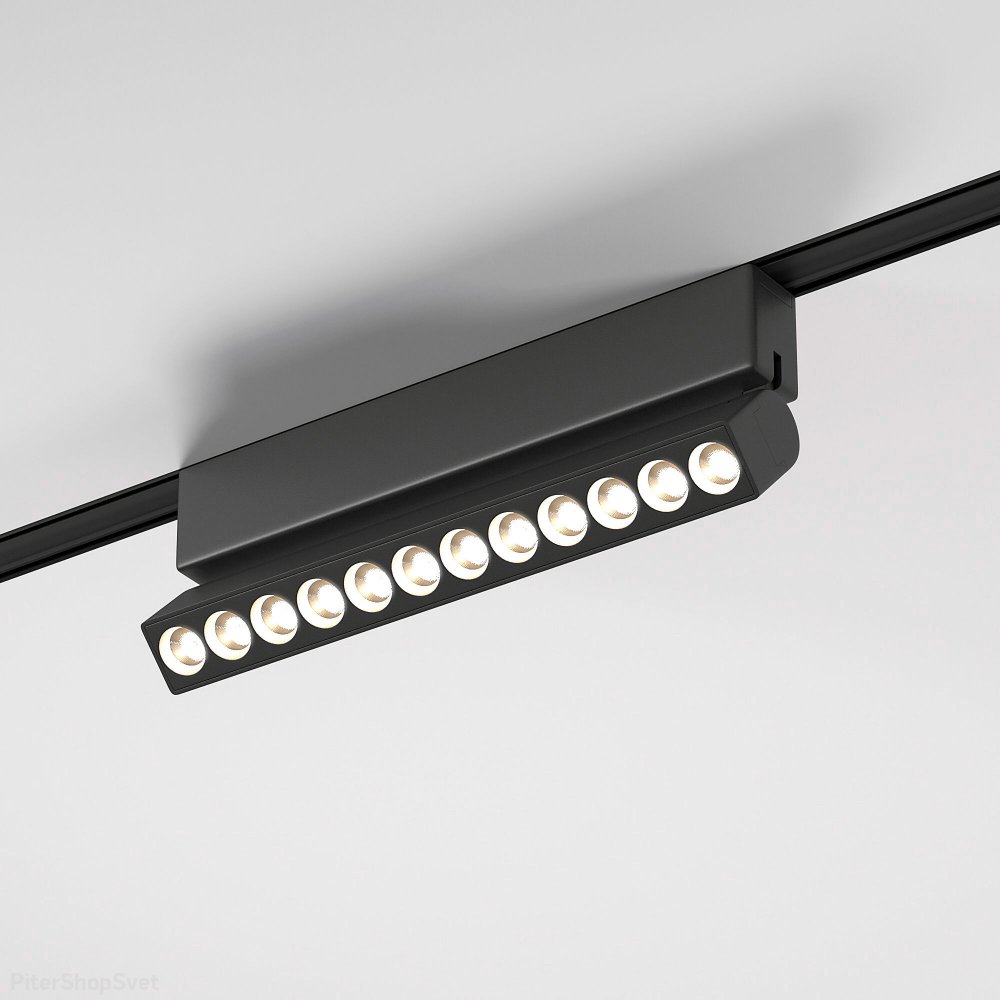 Чёрный линейный трековый светильник для тонкого шинопровода 12Вт 4000К «Flat Magnetic» Insight 85091/01