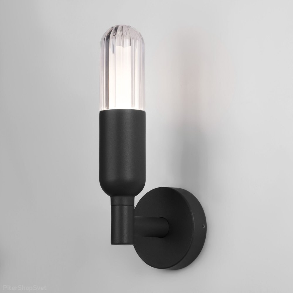 Чёрный уличный настенный светильник закруглённый цилиндр 6Вт 4000К IP54 ISIDA LED (35165/U) черный