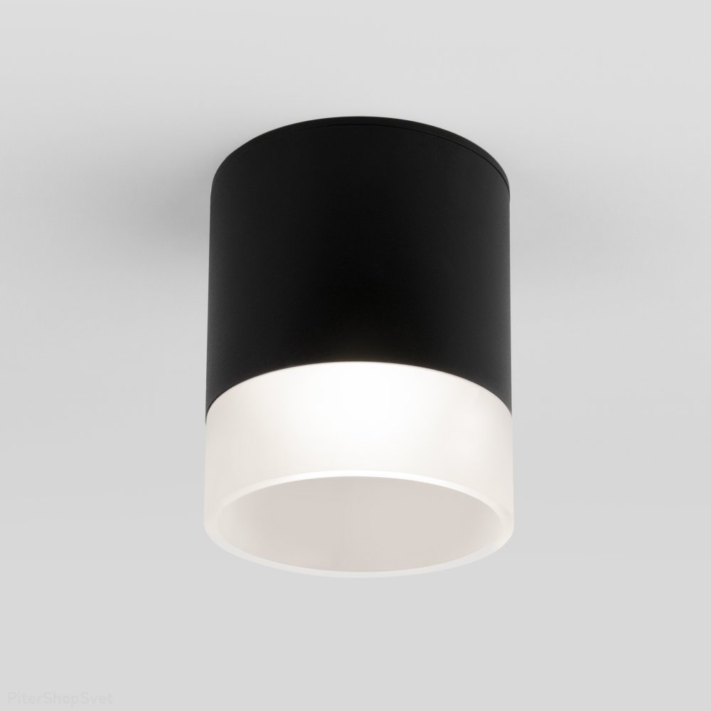 Чёрный уличный накладной потолочный светильник цилиндр 15Вт 4000К IP54 Light LED 2107 (35140/H) черный